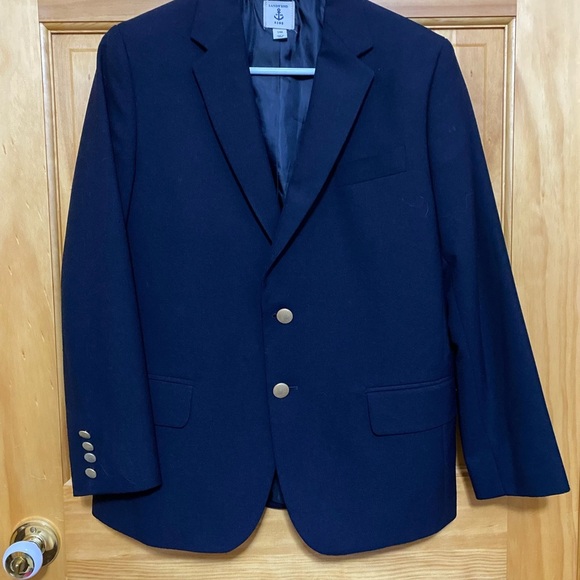 Navy Blue Lands End Boys Blazer With Gold Buttons Size 14H. - Picture 1 of 11
